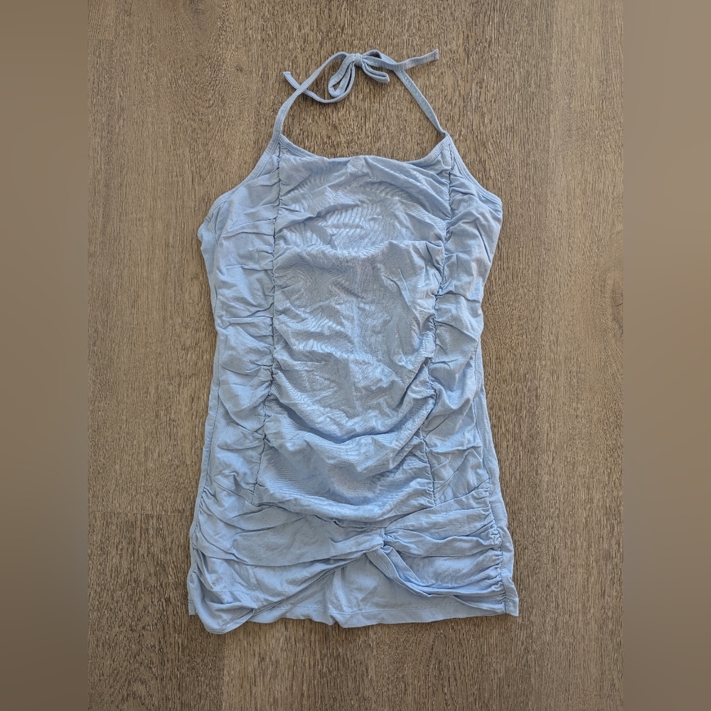 Baby Blue Ruched Halter top